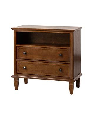 Hulala Home Kamilo Transitional 2-Drawer Solid Wood Nightstand