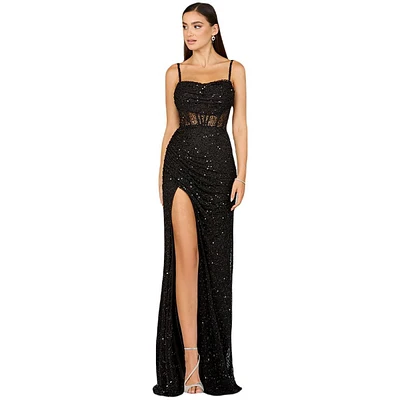 Lara Women's Elegant Corset Gown with Slit