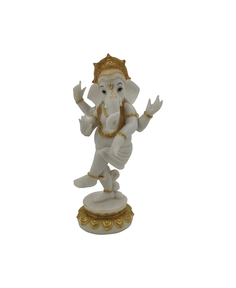 Fc Design 13"H White Ganesha with Golden Crown Figurine Decoration Home Decor Perfect Gift for House Warming, Holidays and Birthdays