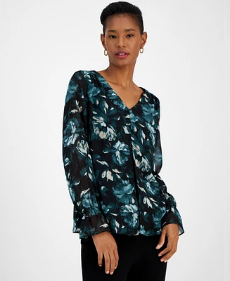 Kasper Women's Floral-Print Layered Blouse