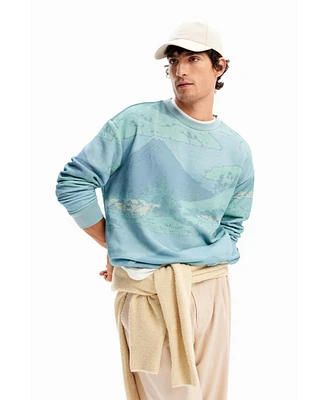 Desigual Men's Japanese landscape sweatshirt