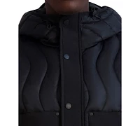 Karl Lagerfeld Men's Mixed Media Mid-Weight Puffer Jacket