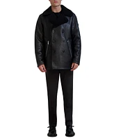 Karl Lagerfeld Men's Faux-Shearling Double-Breasted Car Coat