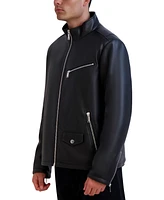 Karl Lagerfeld Men's Faux-Leather Moto Jacket