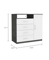 Fm Furniture Carolina chest of drawers in melamine with a single door and 4 metal rail drawers - Assorted pre