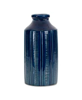 Slickblue Blue Etched Terra Cotta Vase Unique and Stylish Home Decor