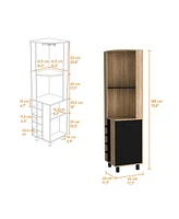 Fm Furniture Leah corner bar cabinet in melamine, glass holder, wine and wine rack.