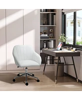 Vinsetto Chic U-Shaped Computer Armchair with Line Stitching and Faux Leather, White