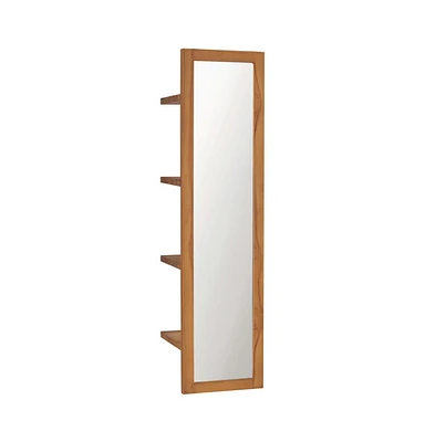 vidaXL Wall Mirror with Shelves 11.8"x11.8"x47.2" Solid Teak Wood