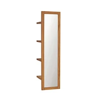 vidaXL Wall Mirror with Shelves 11.8"x11.8"x47.2" Solid Teak Wood