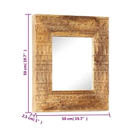 vidaXL Hand-Carved Mirror 19.7"x19.7"x1" Solid Mango Wood