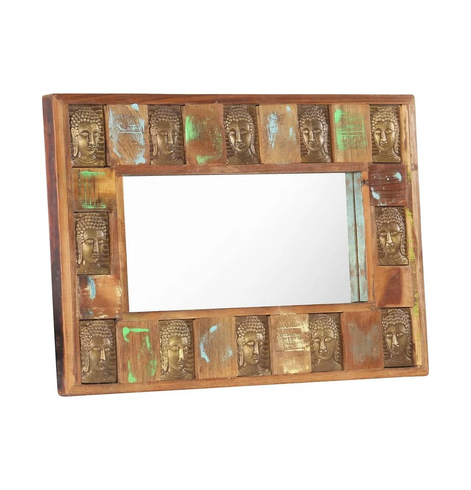 vidaXL Mirror with Buddha Cladding 31.5"x19.7" Solid Reclaimed Wood