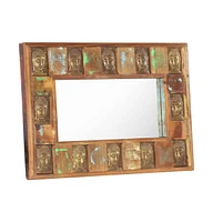 vidaXL Mirror with Buddha Cladding 31.5"x19.7" Solid Reclaimed Wood