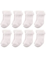 Hudson Baby Boys Unisex Cotton Rich Newborn and Terry Socks, Gray Black Stars, 6-12 Months