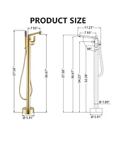 Mondawe Single-Handle Modern Floor Mount Freestanding Bathtub Faucet with Handheld Shower