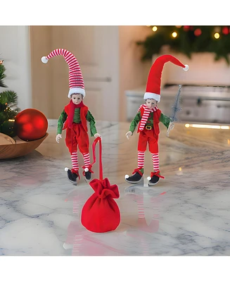 Slickblue Vintage Elf Shelf Sitters: Set of 2 Festive Holiday Decor