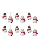 Slickblue Snowman Sleigh Bell Ornament (Set of 12)