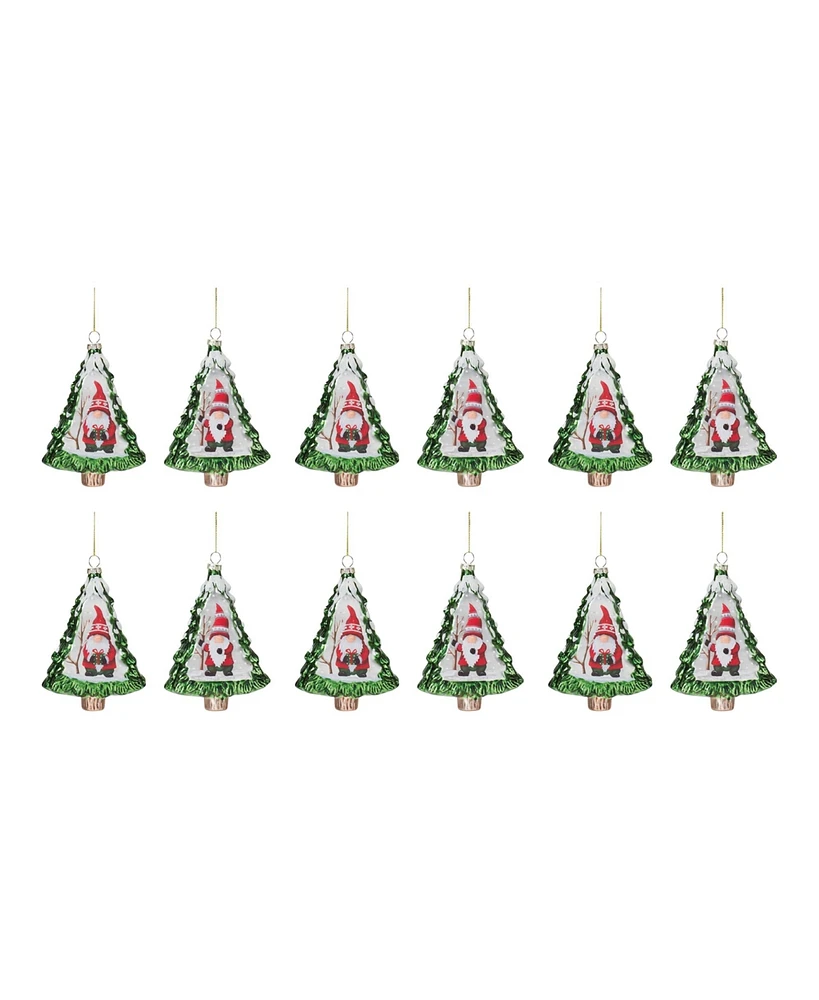 Slickblue Gnome Pine Tree Ornament (Set of 12)