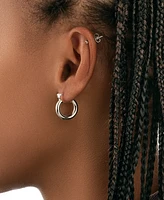 Women's Chunky Tube Silver Plated Hoop Earrings, 75"