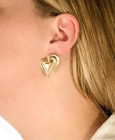 Sterling Forever Silver-Tone or Gold-Tone Statement Beating Heart Studs