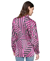 Karl Lagerfeld Paris Women's Oversized Printed Button-Down Top, Regular & Petite