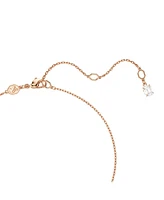 Swarovski Matrix Pendant, Crystal Pearl, Round Cut, White, Rose Gold-Tone Plated Necklace