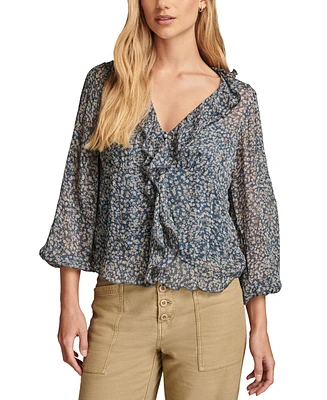 Lucky Brand Women's Ruffled Button-Front Long-Sleeve Top