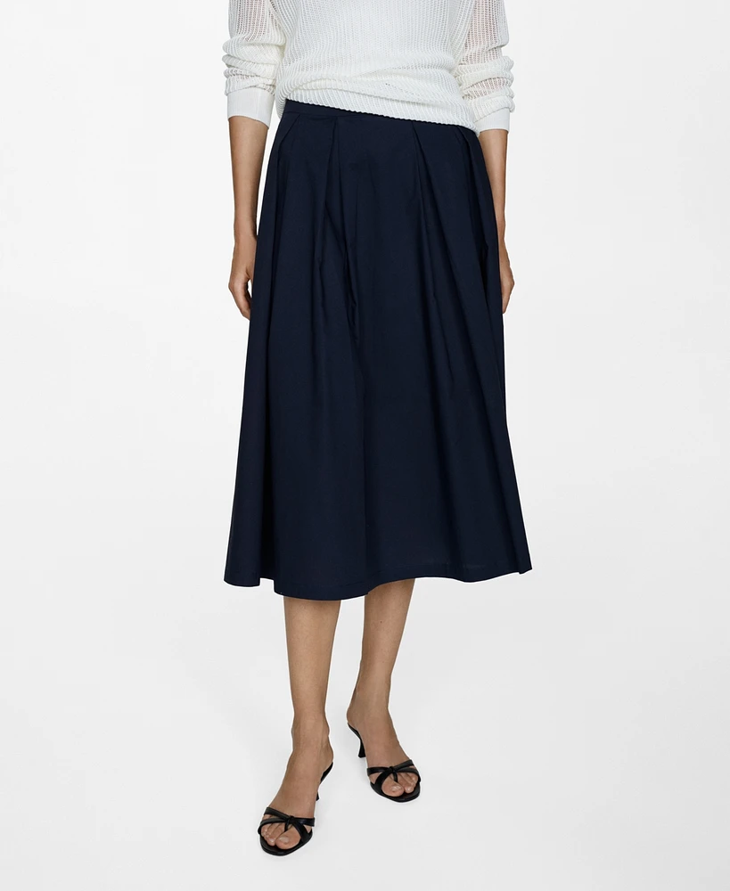 Mango Women's Pleated Midi Skirt