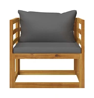 vidaXL Patio Chair with Dark Gray Cushions Solid Acacia Wood