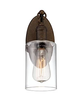 Franklin Iron Works Cloverly Rustic Farmhouse Industrial Wall Light Sconce Led Bronze Hardwired 11 3/4" High Fixture Clear Glass for Bedroom Bathroom