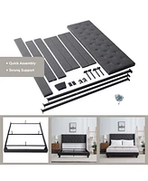 Clara Clark Wingback Diamond Upholstered Platform Bed - King