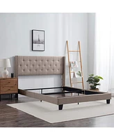 Clara Clark Wingback Diamond Upholstered Platform Bed - King