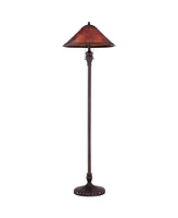 Regency Hill Capistrano Mission Farmhouse Traditional Standing Floor Lamp 57.5" Tall Rustic Bronze Metal Brown Red Natural Mica Empire Shade for Livin