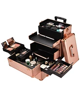 Byootique Rolling Makeup Case 2in1 Cosmetic Train Case Storage Box Lock Artist