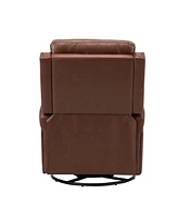 Hulala Home Beatriz 28.74" Wide Genuine Leather Swivel Rocker Recliner