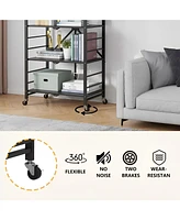 Sugift 4-Tier Foldable Storage Shelves, Metal Shelving Units, Storage Rack, Black
