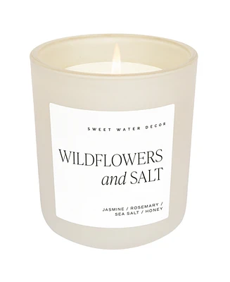 Sweet Water Decor Wildflowers and Salt Soy Candle - Tan Matte Jar - 15 oz