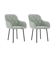 vidaXL Dining Chairs 2 pcs Light Gray Velvet