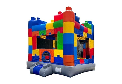 HeroKiddo Block Party Bounce House Commercial Grade for Kids and Adults (with Blower), Basketball Hoop, Outdoor Indoor, Birthday Party, Rental Quality