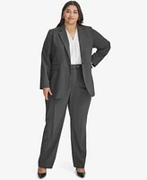 Calvin Klein Plus Size Pinstriped One Button Jacket Straight Leg Pants