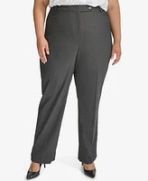 Calvin Klein Plus Pinstriped Straight-Leg Pants