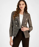 Tahari Asl Women's Plaid One Button Double Breasted Blazer