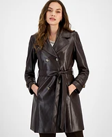 Tahari Asl Women's Faux-Leather Trench Coat