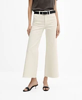 Mango Women's Mid Waist Culotte Jeans