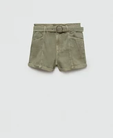 Mango Women's Belt Detail Denim Shorts