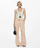 Mango Women's Belt Flowy Pants