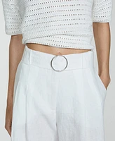 Mango Women's Belt Detail Straight Bermuda Shorts