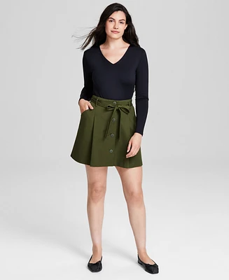 And Now This Women's Button-Front Mini Skirt