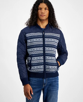 Sun + Stone Men's Fair Isle Zip-Front Sweater Jacket