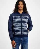 Sun + Stone Men's Fair Isle Zip-Front Sweater Jacket